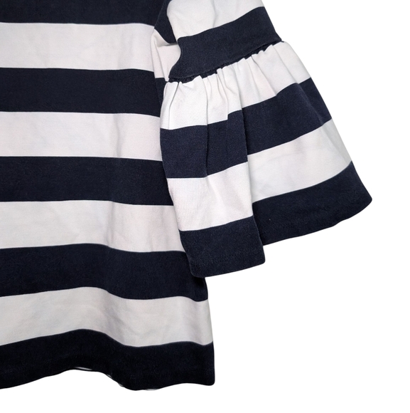 Ralph Lauren Navy and White Striped Ruffle Sleeve Top - Picture 4 of 6